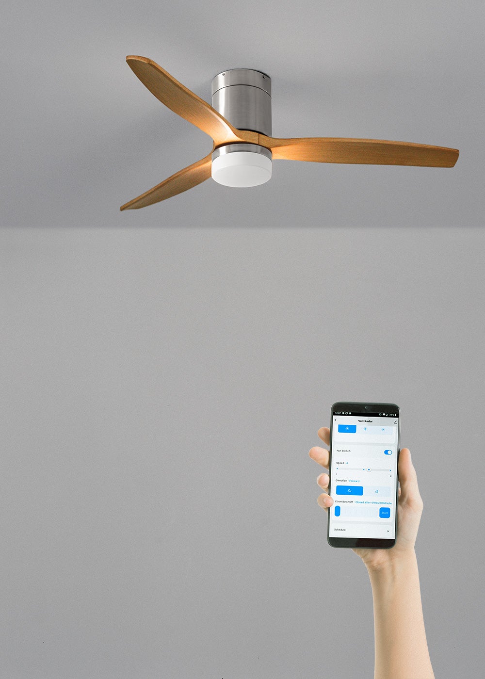 CREATE - WIND CALM M - Ventilateur de plafond silencieux 40W avec pales techniques en ABS Ø132cm avec eclaraige avec wifi - 4