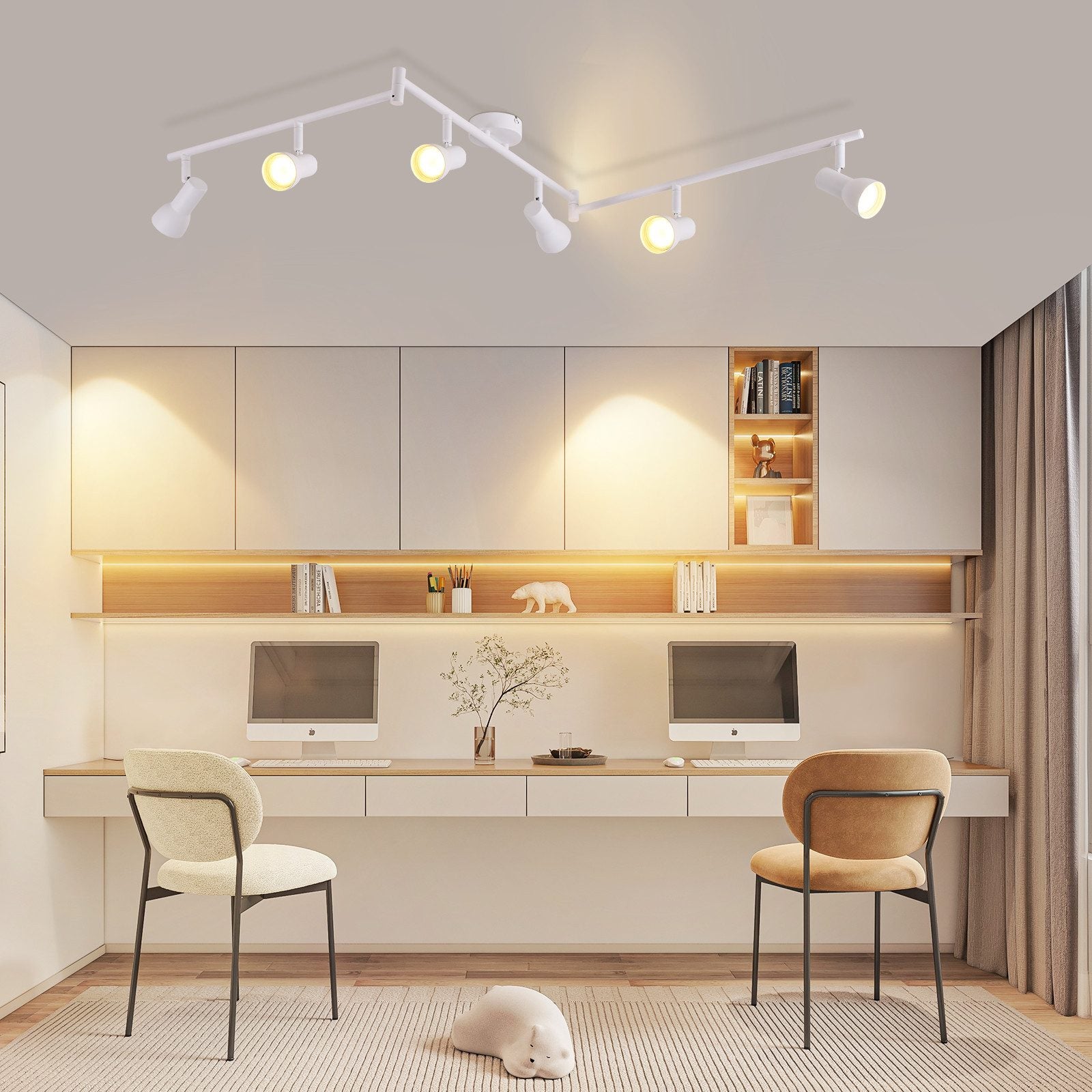 NETTLIFE Reflektorowa sufitowy 6 płomieni Biały GU10 Metalowa lampa sufitowa do sypialni i przedpokoju - 6