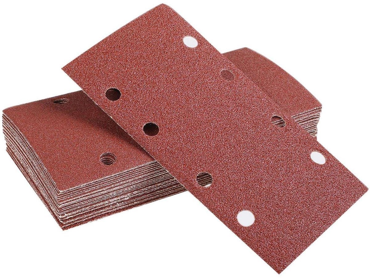 Kit șmirghel cu 40 de coli, șmirghel dreptunghiular, granulație 60/80/120/240, autoadeziv, suport cu velcro, pentru lemn și metal, 93 x 185 mm
