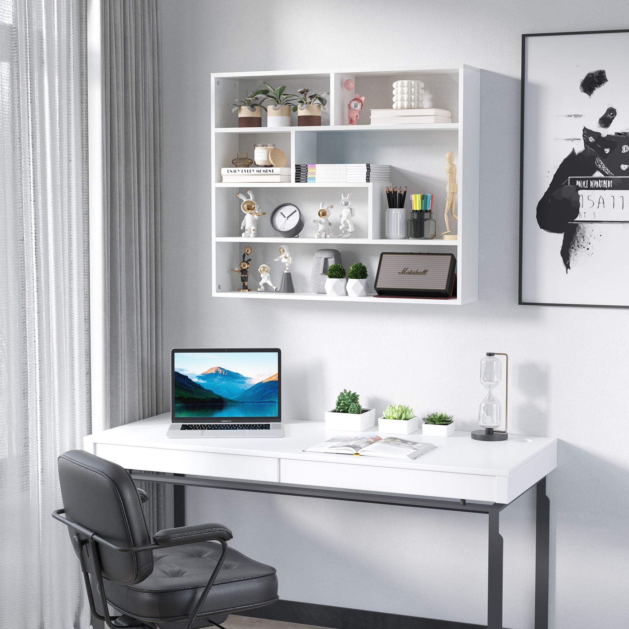 Estante de Parede HOMCOM Branco Melamina de Madeira 94x19.5x80cm - 3