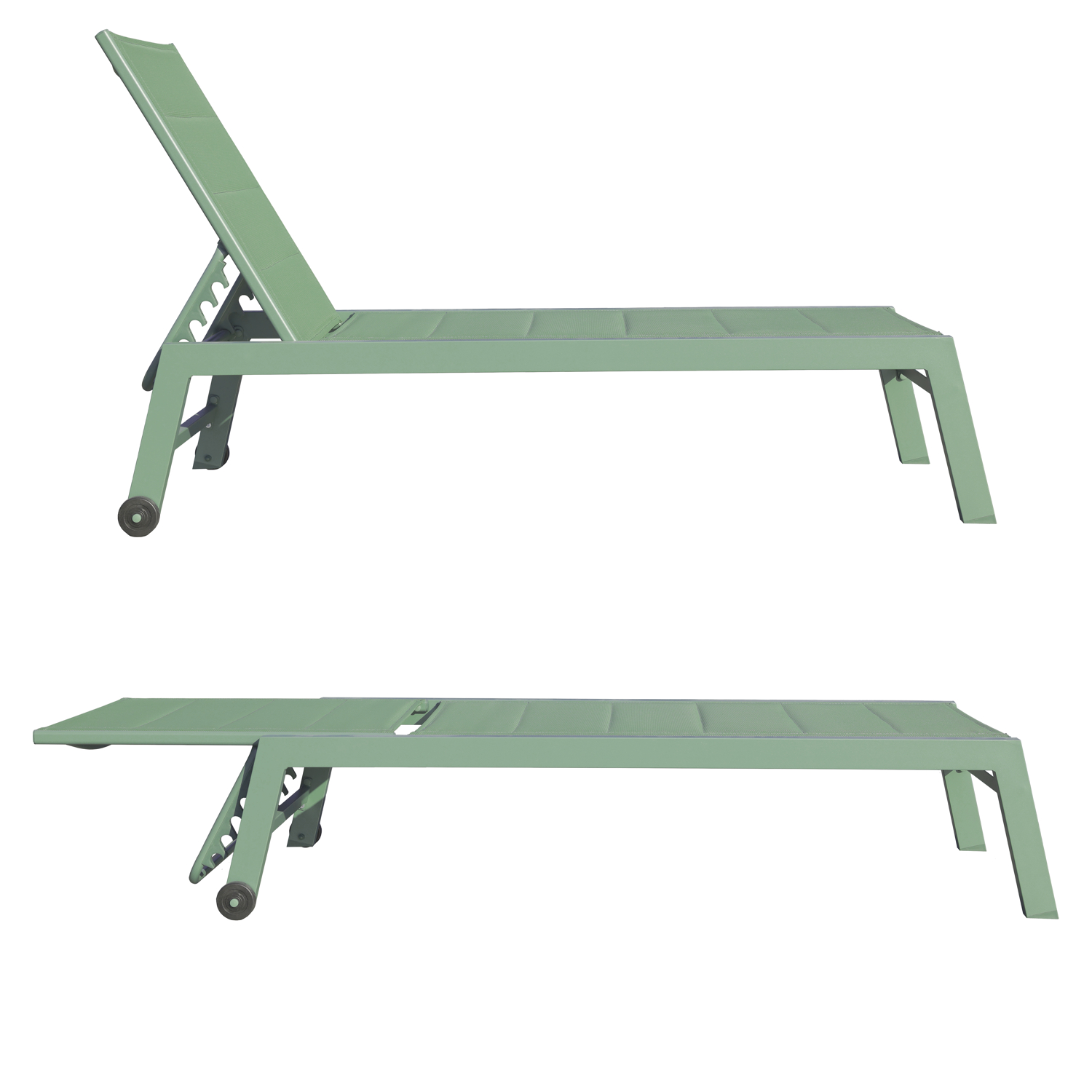 BARBADOS Leżak z szałwiowozielonego textilenu - szałwiowozielone aluminium - 2