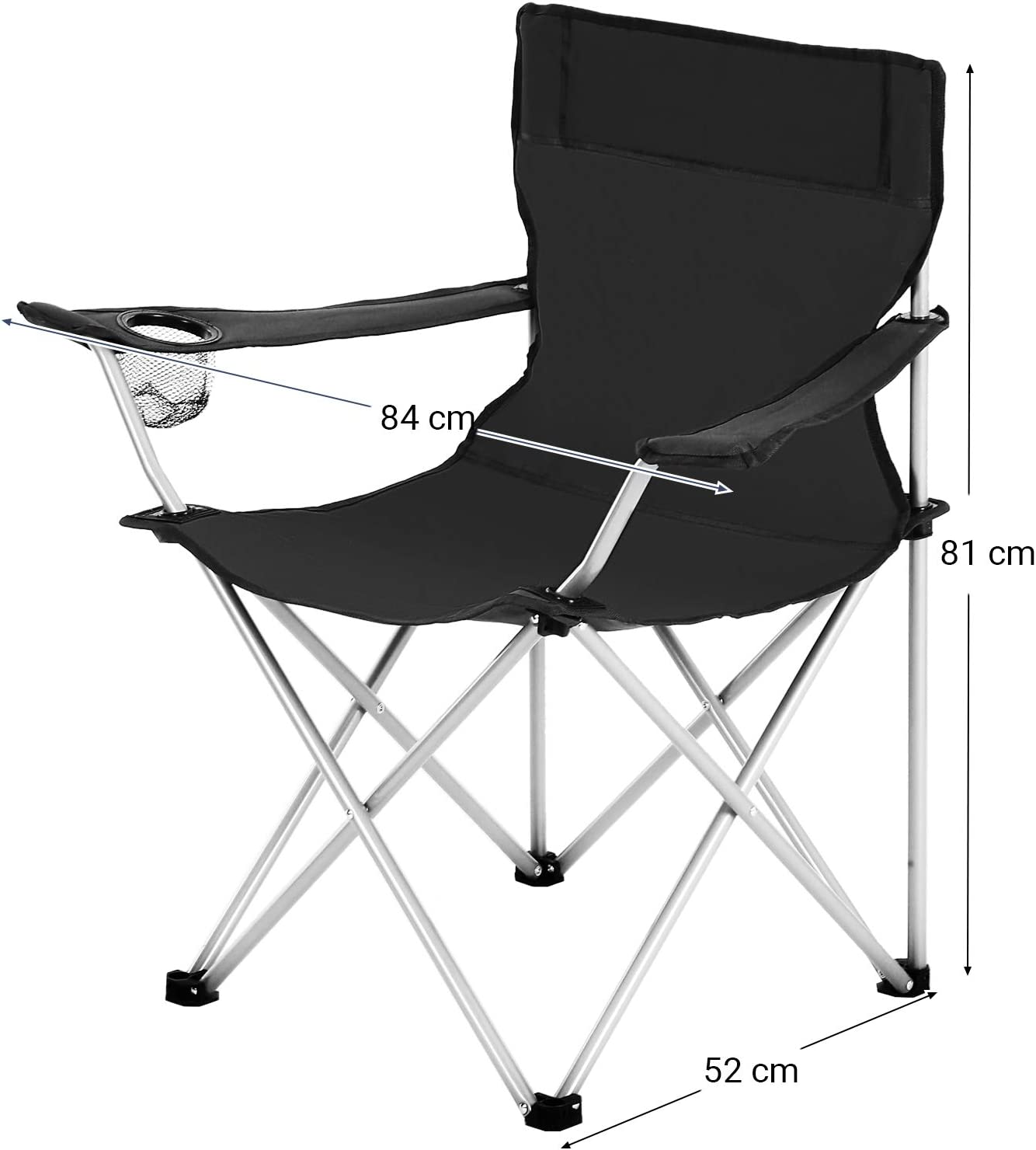 Lot de 2 Chaises de Camping Pliables, extérieur, Cadre Stable, capacité de Charge 120kg, Noir - 5