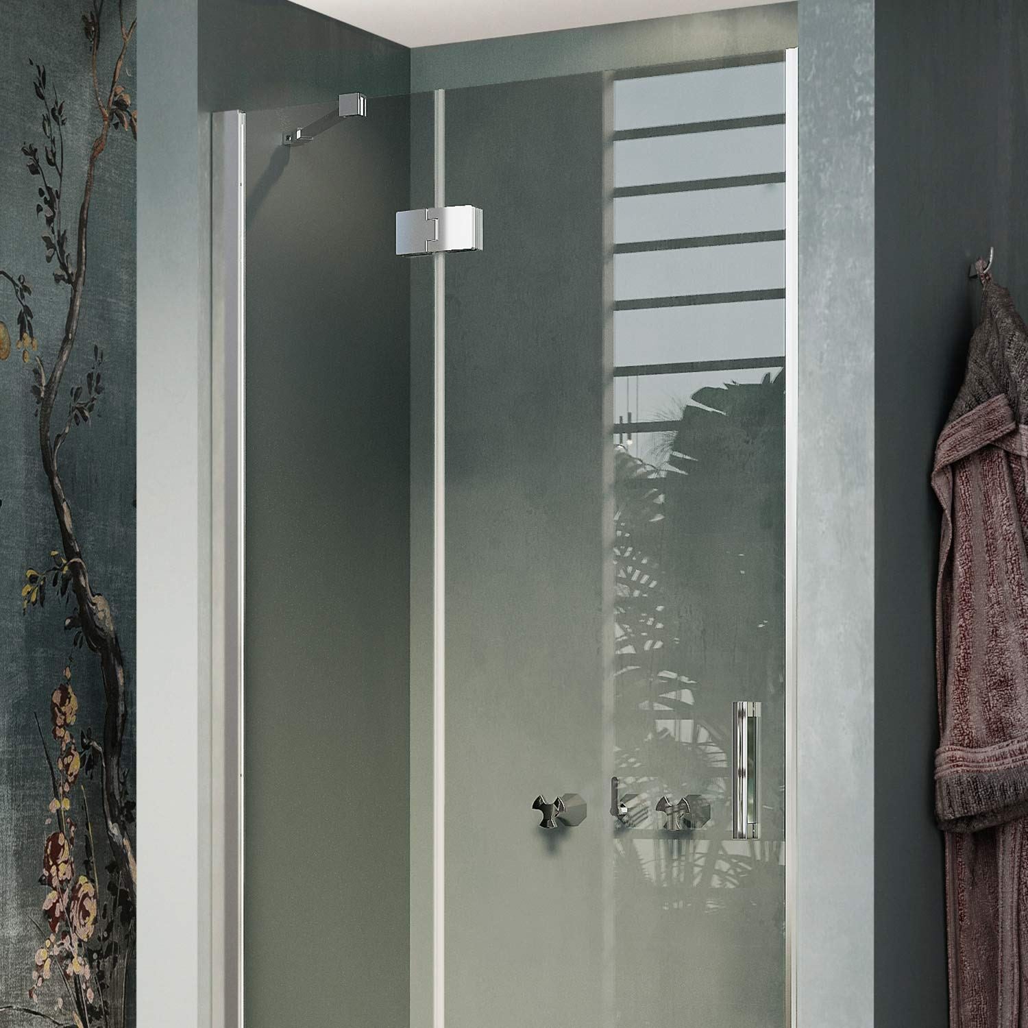 Porta Doccia 90CM H190 Vetro Trasparente con Easy-Clean mod. Flip Anta + Profilo - 4