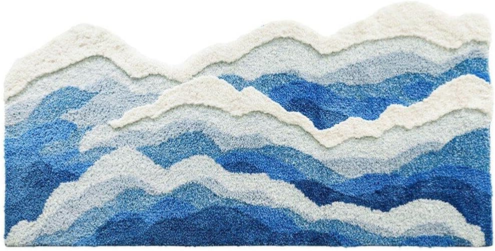 Dywan 3D Tufted Wave, dywan oceaniczny, antypoślizgowy, do łazienki, zmywalny, do domu, salonu, łazienki