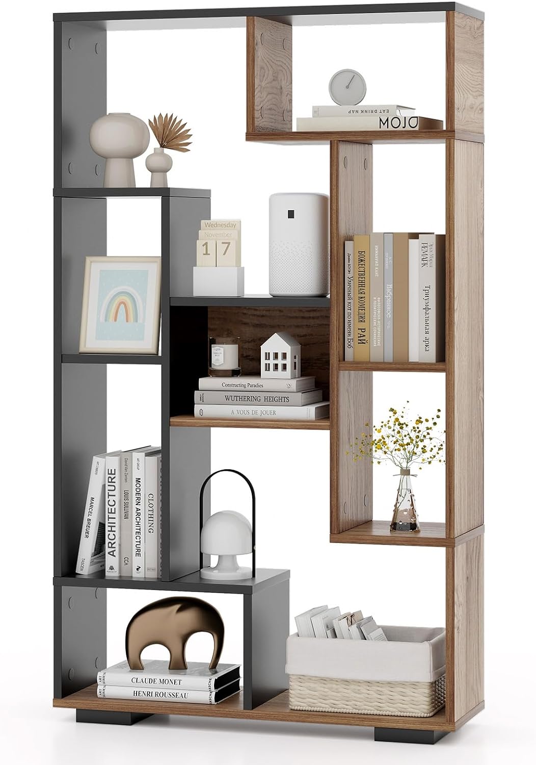 HOMCOM Estantería Para Libros Con 6 Estantes Y Puertas - 80x35x97 Cm - Estilo Industrial