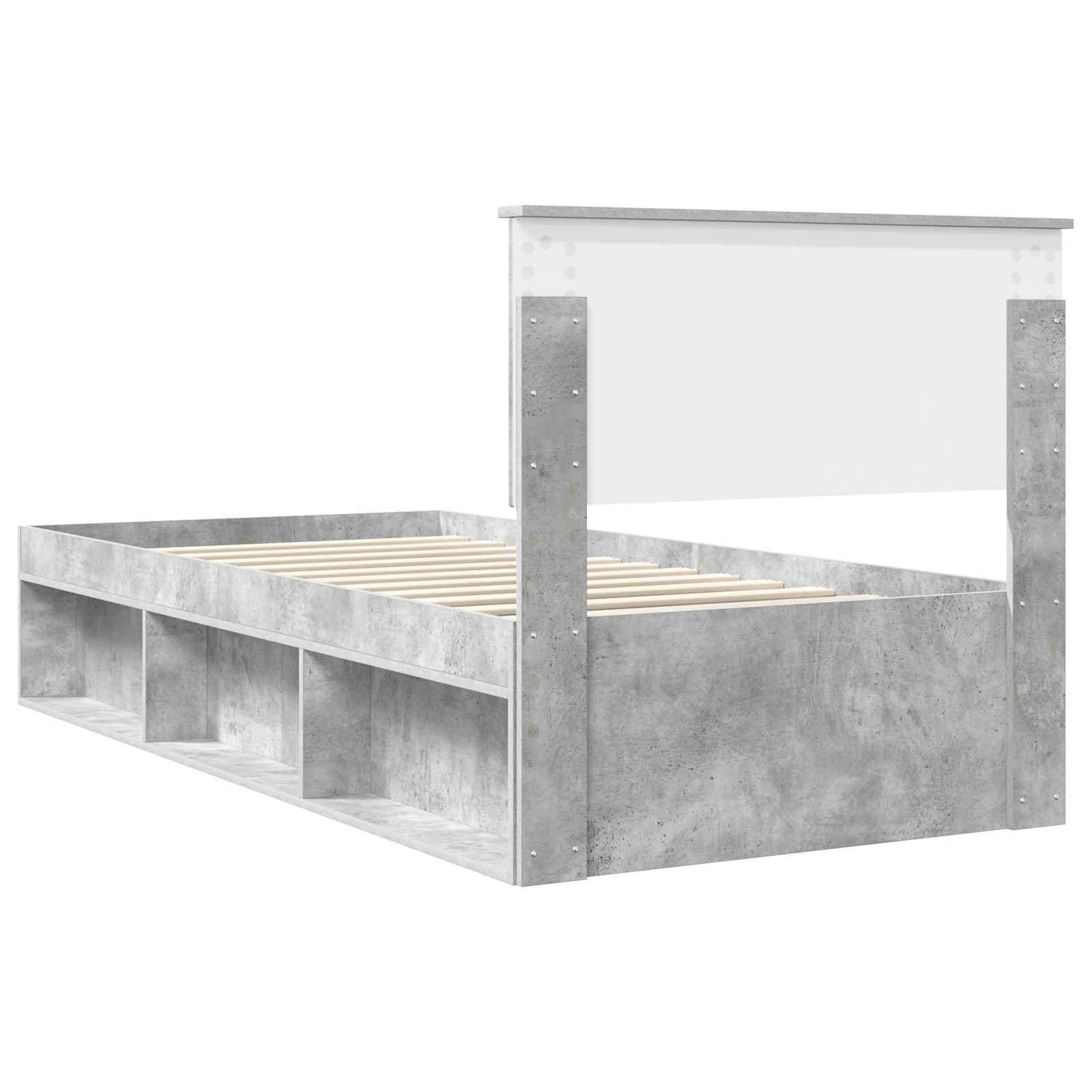 Cadre de lit avec tête de lit gris béton 90 x 190 cm pin massif - 9