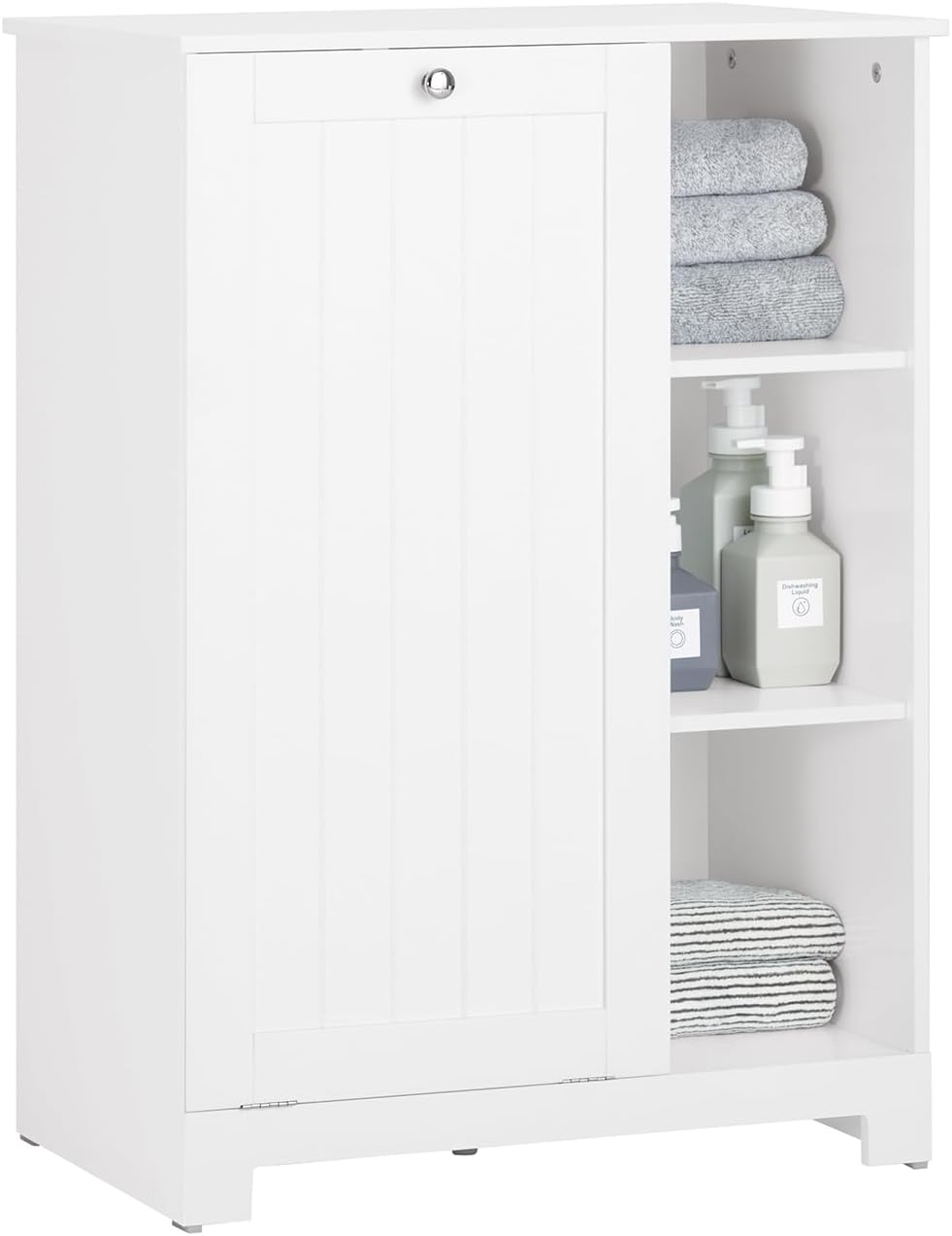 Armario de baño mueble de almacenaje con 1 cesto para colada y 3 estantes blanco 60 x 37 x 86 cm bzr105-w sobuy es