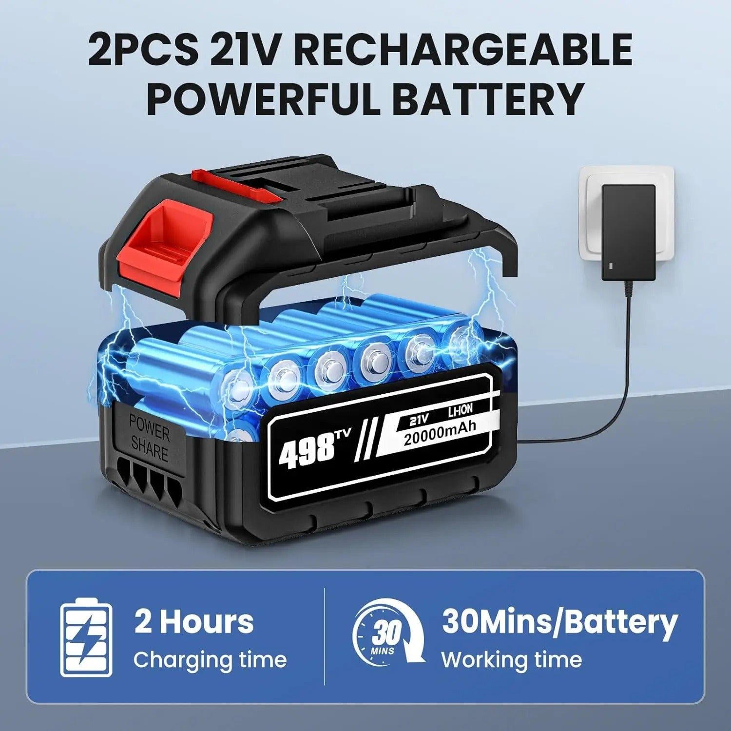 Nettoyeur Haute Pression Sans Fil 6-en-1 - 60 Bar 10L/min, Batterie 10000mAh x2, pour Voiture/Jardin (30,000 tr/min) - 7