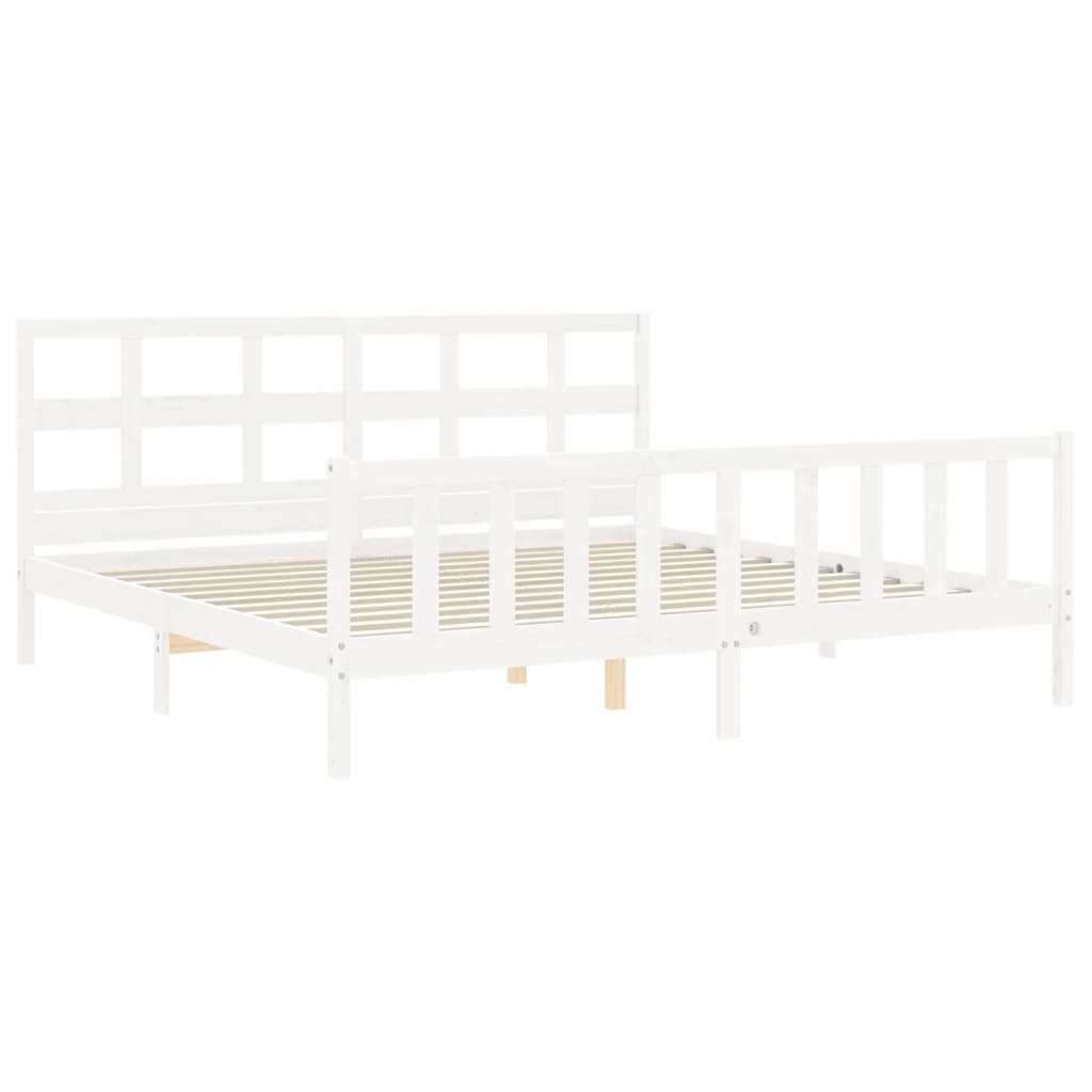 Maison Exclusive - Cama sem colchão 200x200 cm madeira de pinho maciça branco - 5