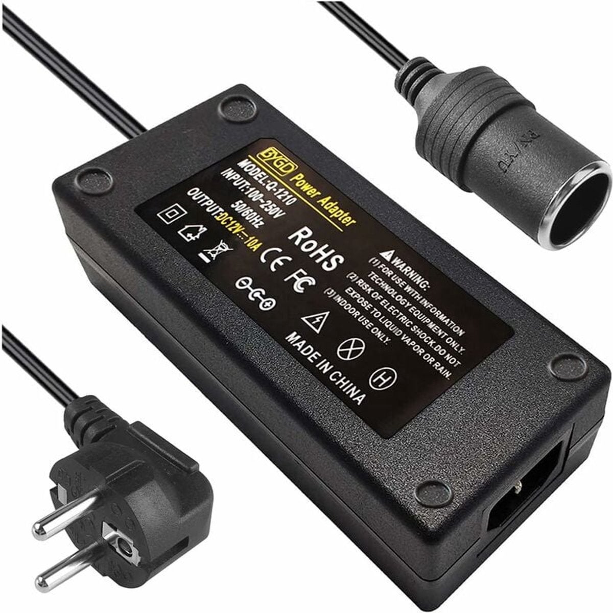 Compatibil cu adaptorul CA la CC de 12V 5A 120W, convertorul brichetei auto de 220V
