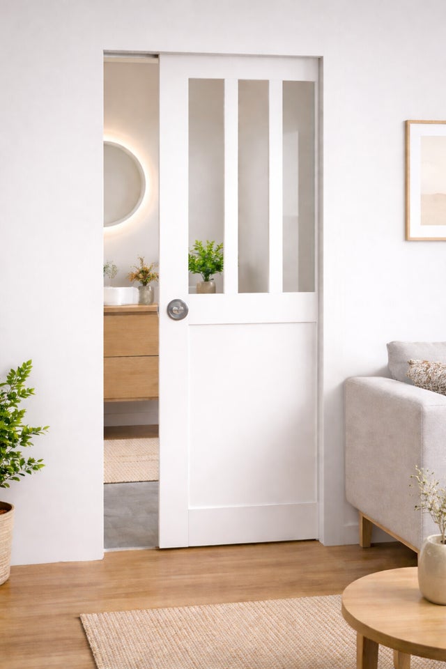 Porte Coulissante Atelier Blanc H204 X L83 Cm, Galandage Gd Menuiseries