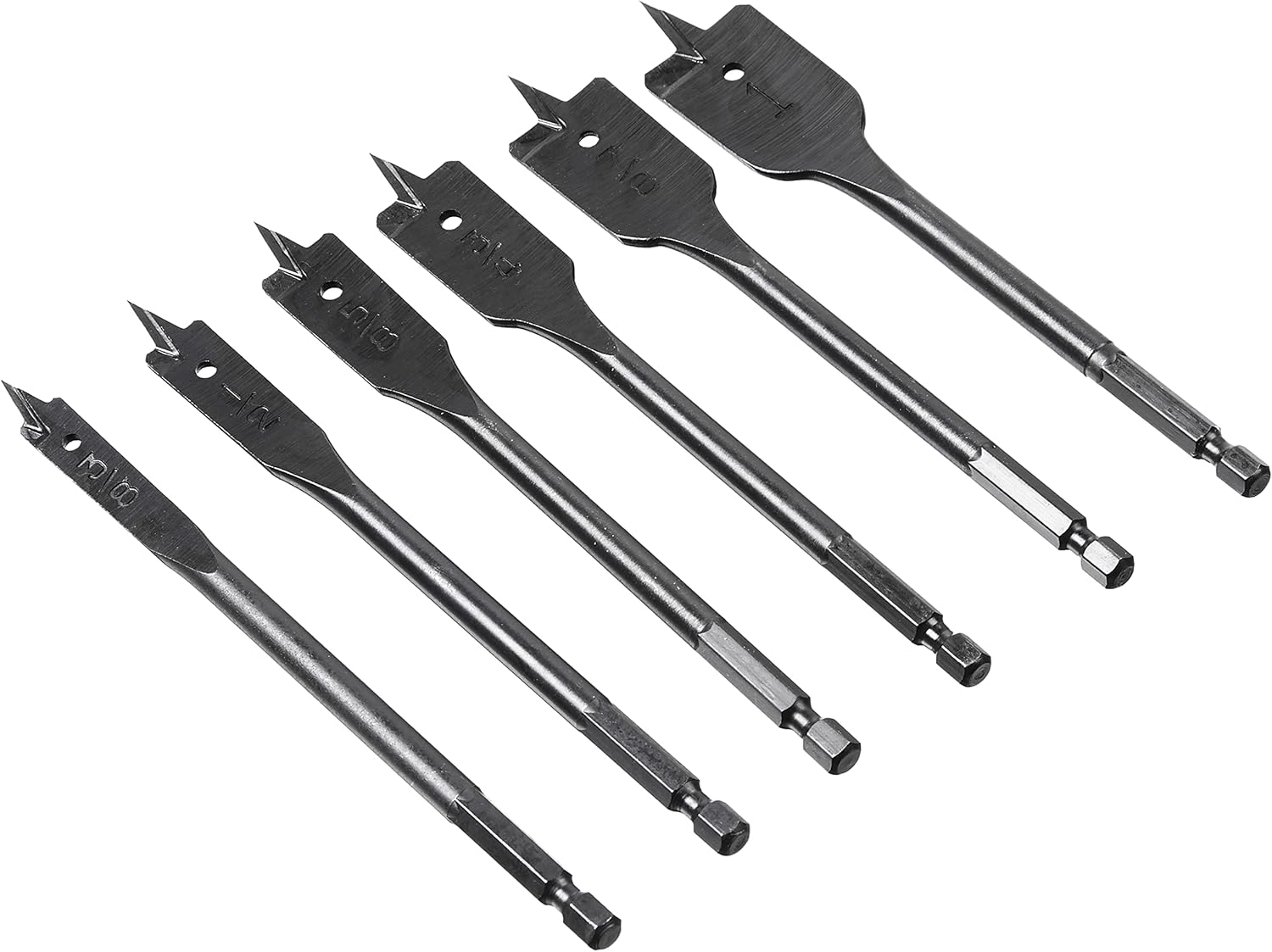 Zestaw 6 wierteł z końcówką łopatkową, 10 mm do 25 mm, 9,52 mm, 6 sztuk
