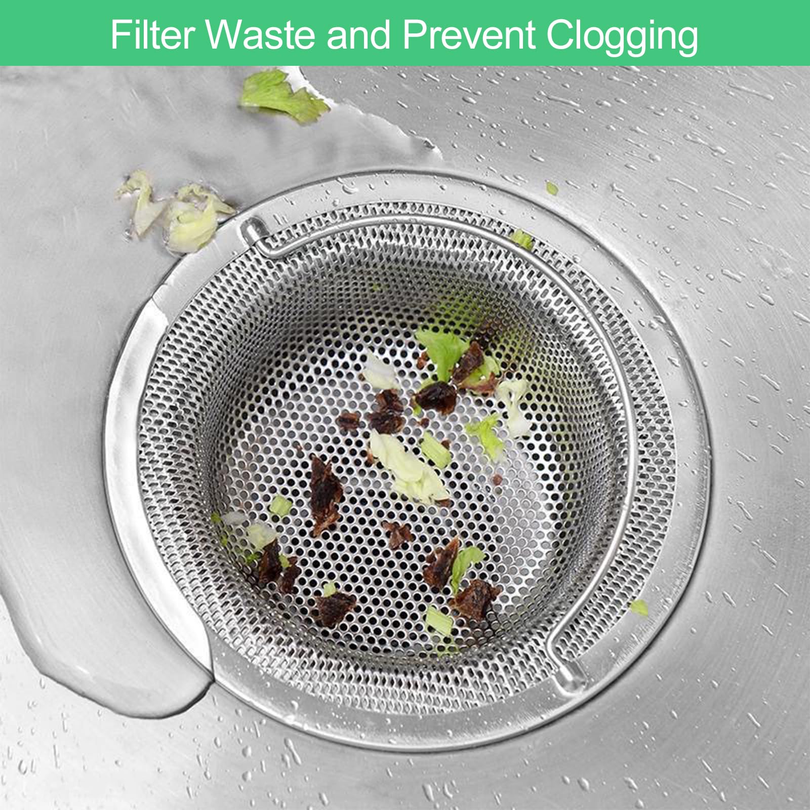 3 Pcs Bouchon Evier Cuisine, Filtre Cheveux Douche, Grille Evier Cuisine,Crépine d'Évier Lavabo, Filtre de Vidange, Tamis pour Évier de Cuisine - 3