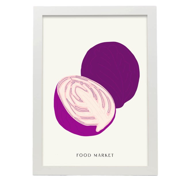 Affiche Avec Conception De Nourriture Colorée Chou Rouge Illustrations Artistiques Pour La Décoration Intérieure A3 Avec Cadre Blanc
