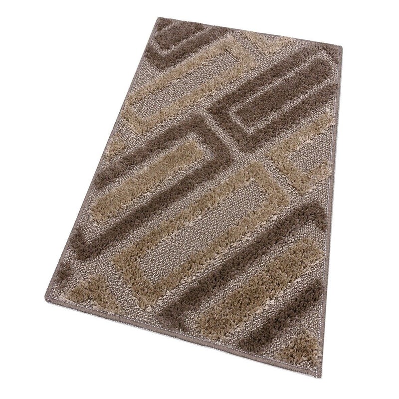 Mata łazienkowa 50x110 Cm Nowoczesny Miękki Absorbent Antypoślizgowy Zmywalny Brązowy