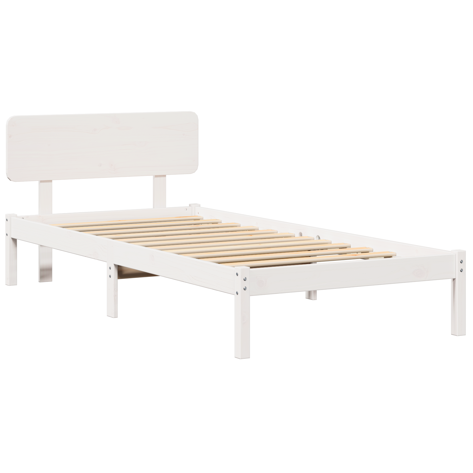 Ramka łóżka Z zagłówkiem Biały 80 x 200 cm Lite drewno sosnowe vidaXL