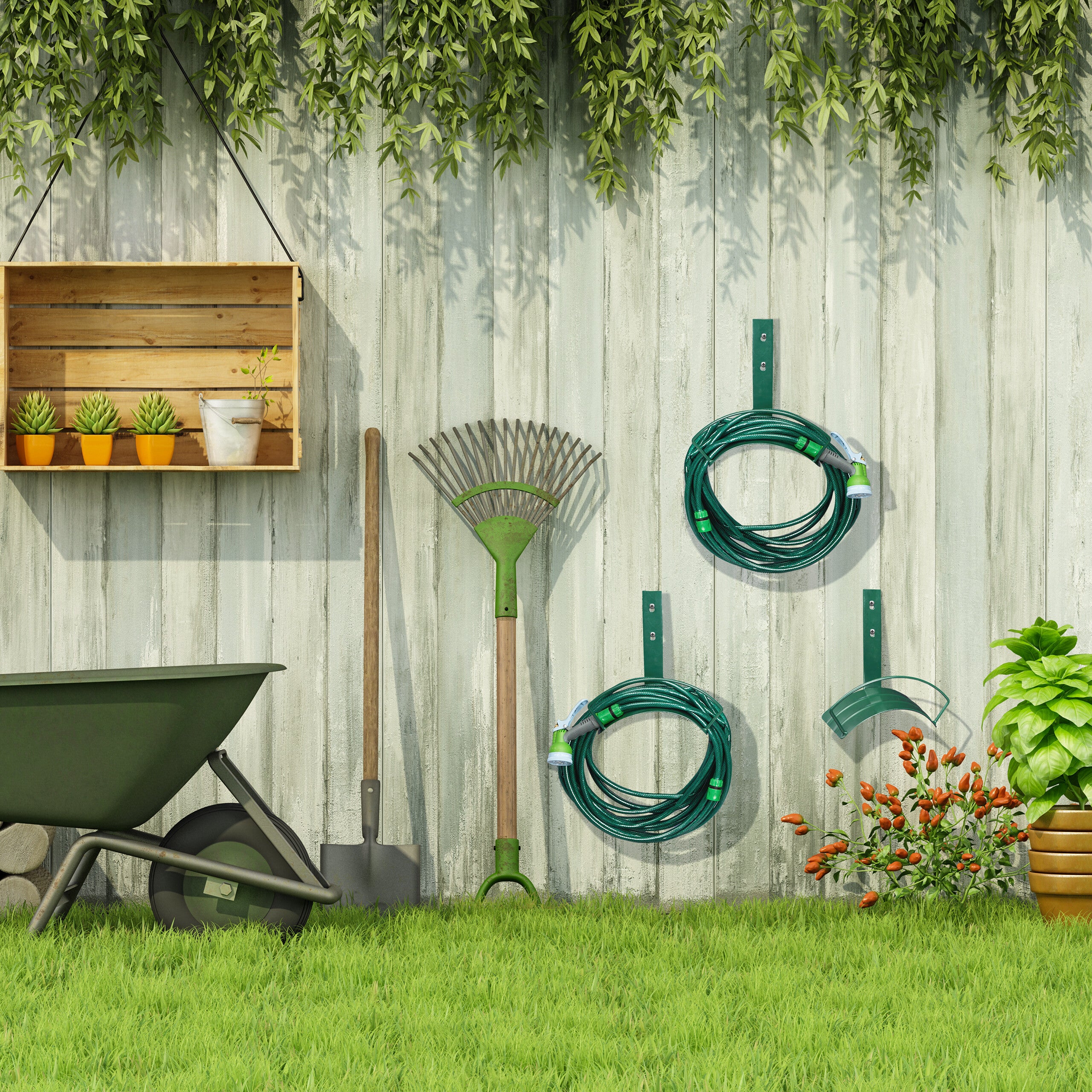 Support Mural Pour Tuyau De Jardin Ou Piscine - Métal Robust - Jusqu'à 28m De Tuyau - Facile à Installer