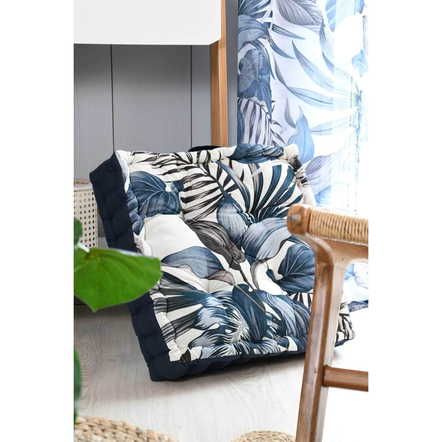 Coussin de sol 45x45 cm Paraiso bleu coton - 5