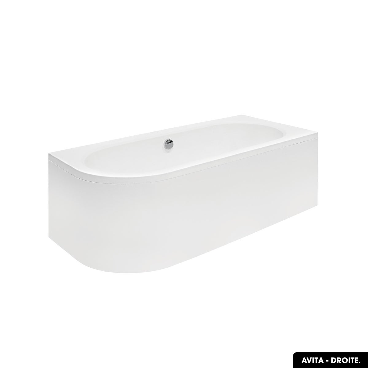 Baignoire d'Angle - avec Tablier Blanc et Repose Tête OFFERT | AVITA | 180 x 80 - Droite - 2
