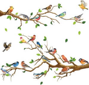 AFXXE Stickers Fenetre Printemps Autocollant, Stickers Anti Collision Oiseaux Electrostatique Grande, Autocollants Décoratifs Fleurs, Sticker Fenetre Enfant Utilisé Pour Paysage et Décorations De Fête
