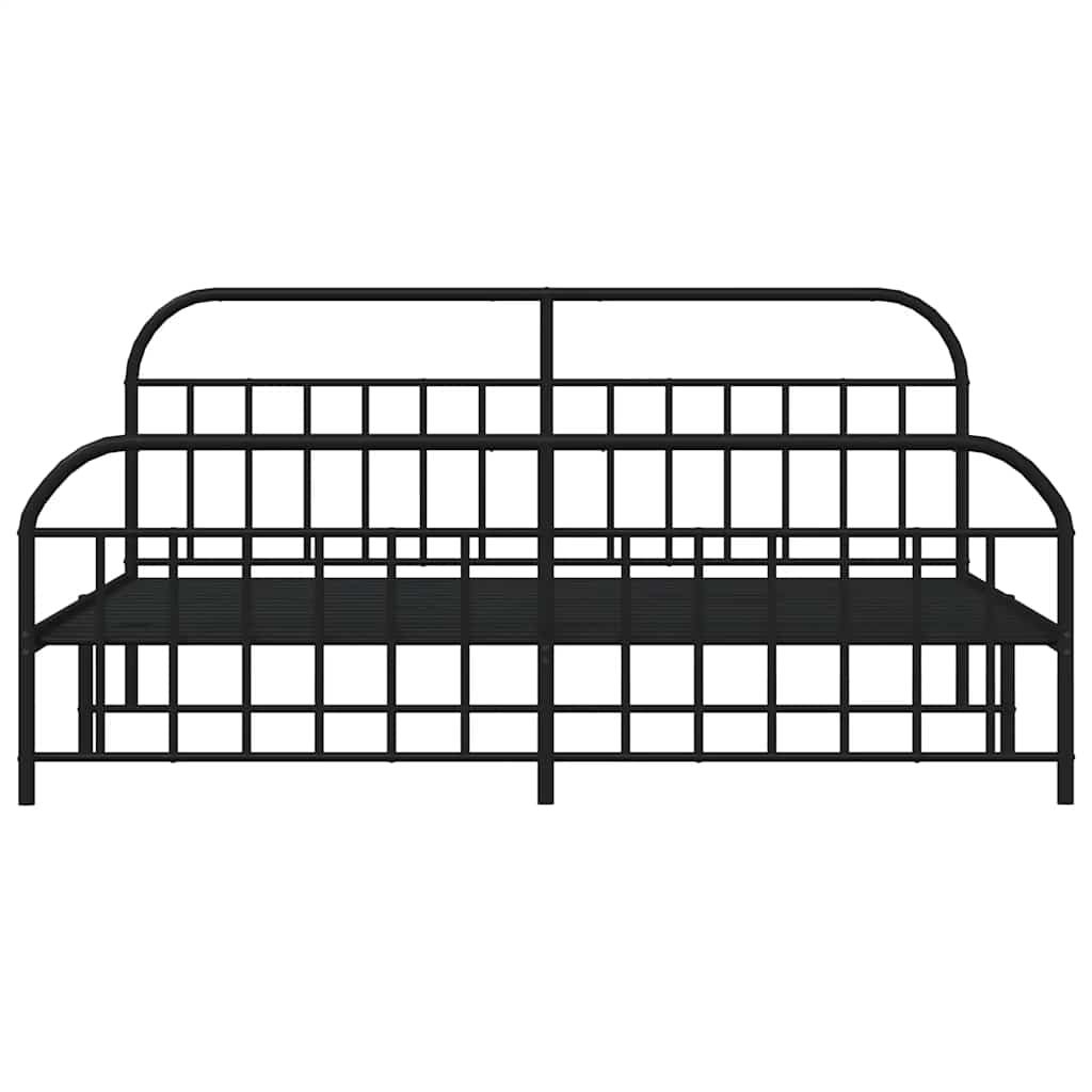 Estructura de cama sin colchón con estribo, de metal negro, para dormitorio, 193 × 203 cm - 6