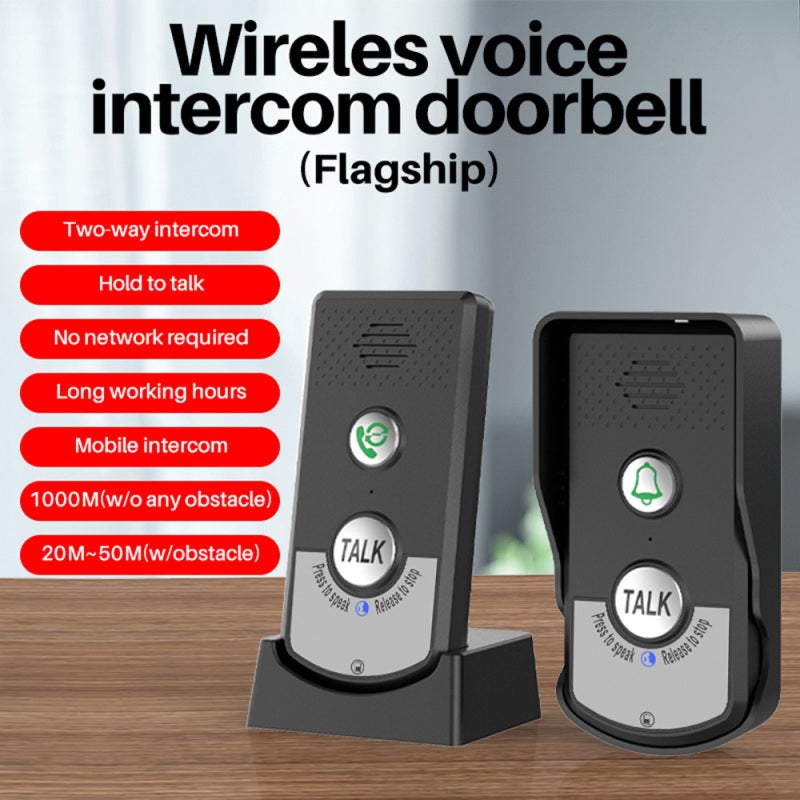 Sonnette sans fil étanche, interphone intelligent rechargeable avec communication bidirectionnelle en temps réel, portée de 1 000 m - 3