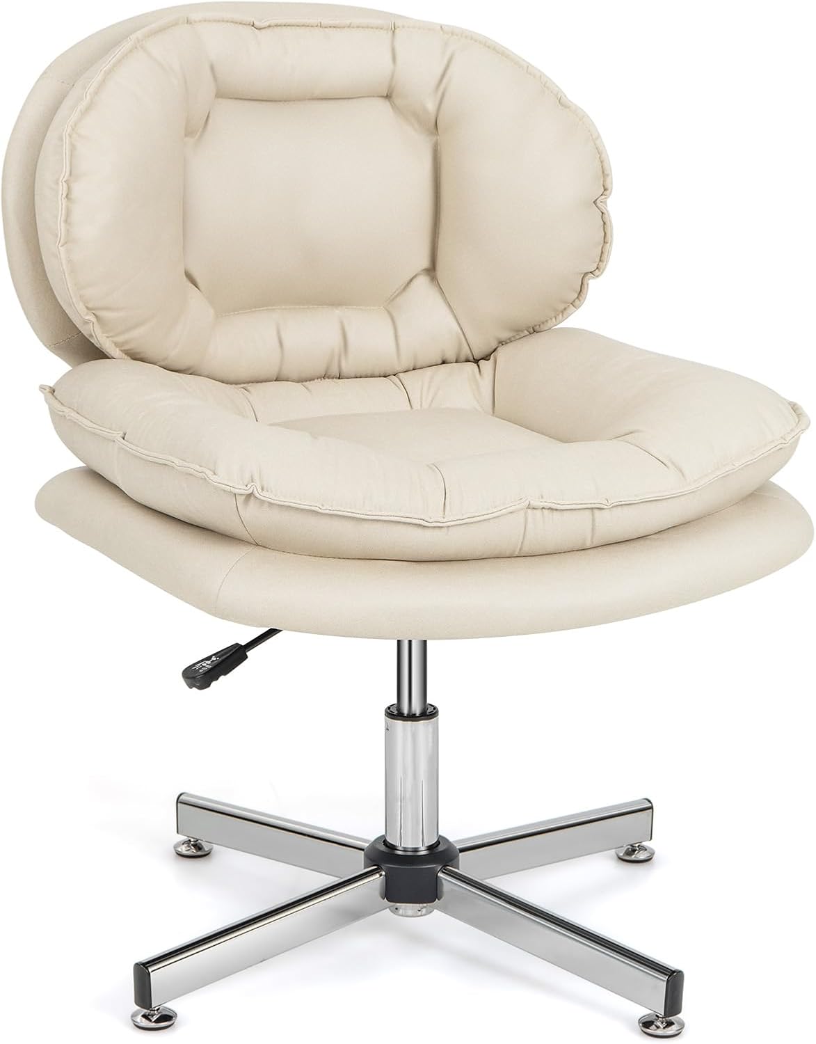 Sedia Ufficio Girevole Beige Senza Ruote, Regolabile In Altezza, Con Schienale Imbottito – Portata 150 Kg - 3