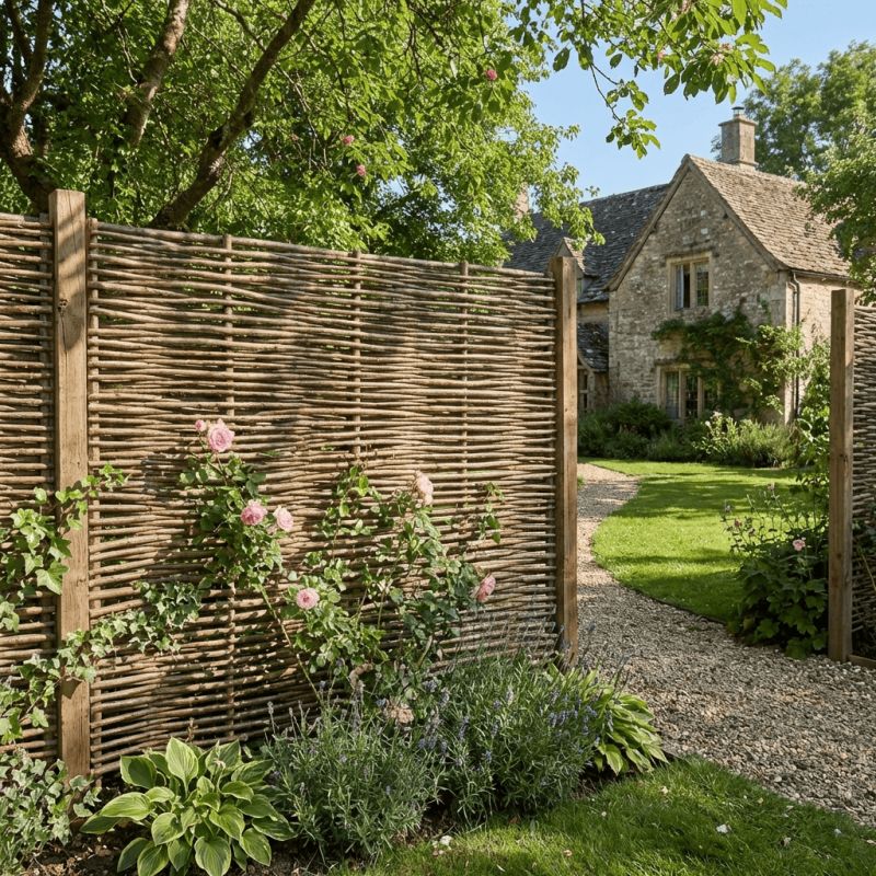 Clôture bois en noisetier - 100% Naturel - Sans Poteaux - Hauteur 120 X Largeur 180 cm - 3