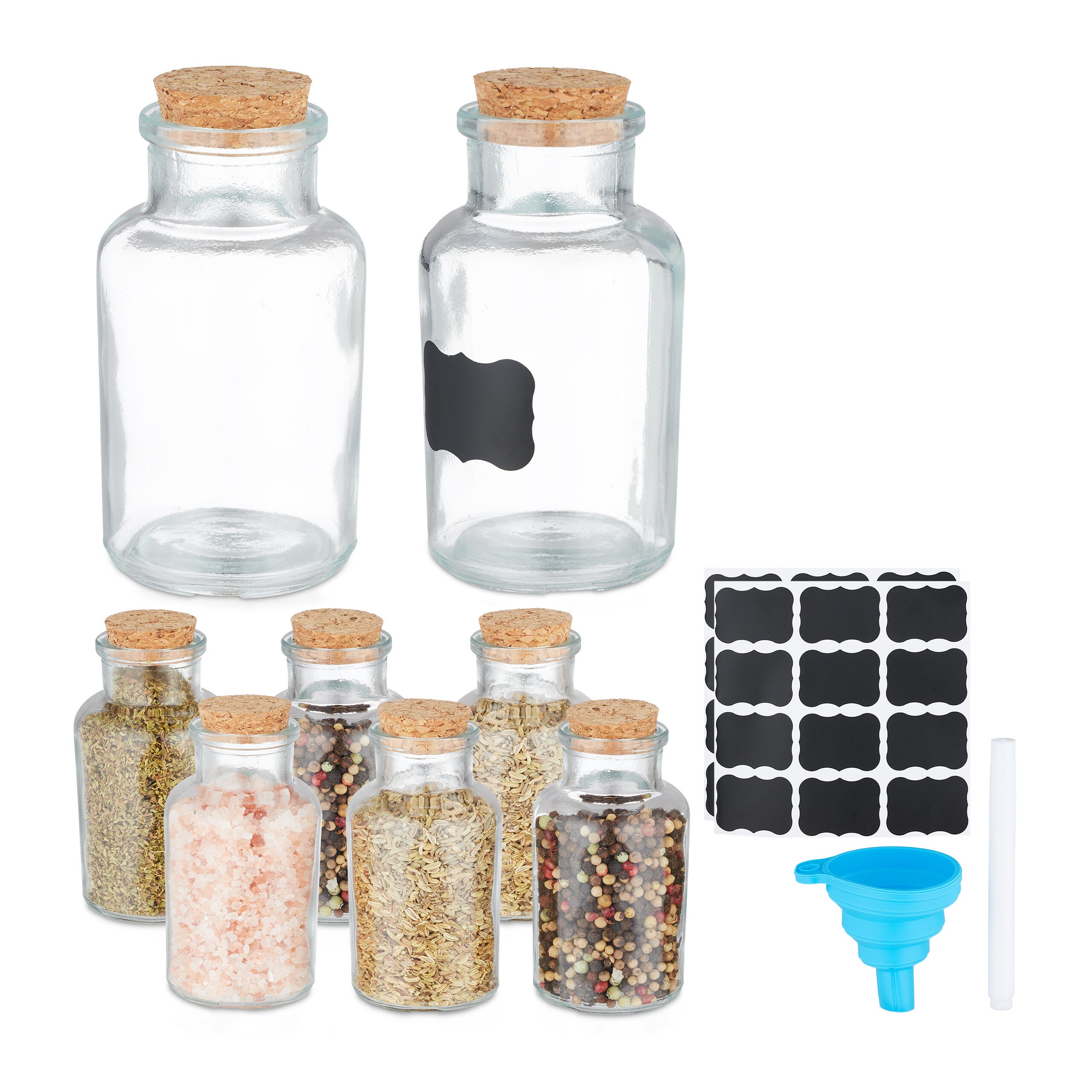 Lot De 12 Saupoudreuses à Épices Relaxdays - 3 Tailles De Trous, Verre Et Inox