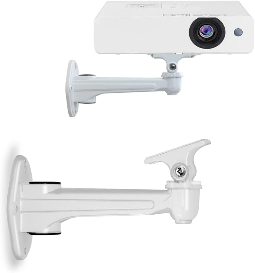 Uchwyt ścienny do mini projektora, materiał: aluminium, do monitoringu wideo, projektora, kamery internetowej, obrót 360°, kolor biały