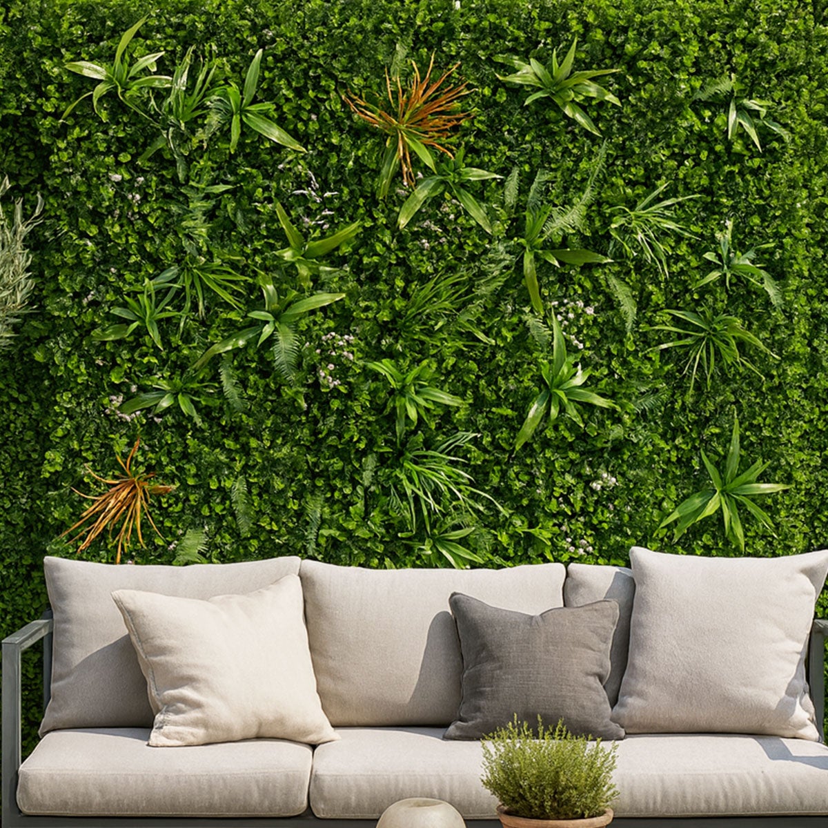 Mur végétal artificiel Savane ultra-réaliste 1 m × 1 m – plaque décorative fausse plante mur intérieur extérieur jardin - 2
