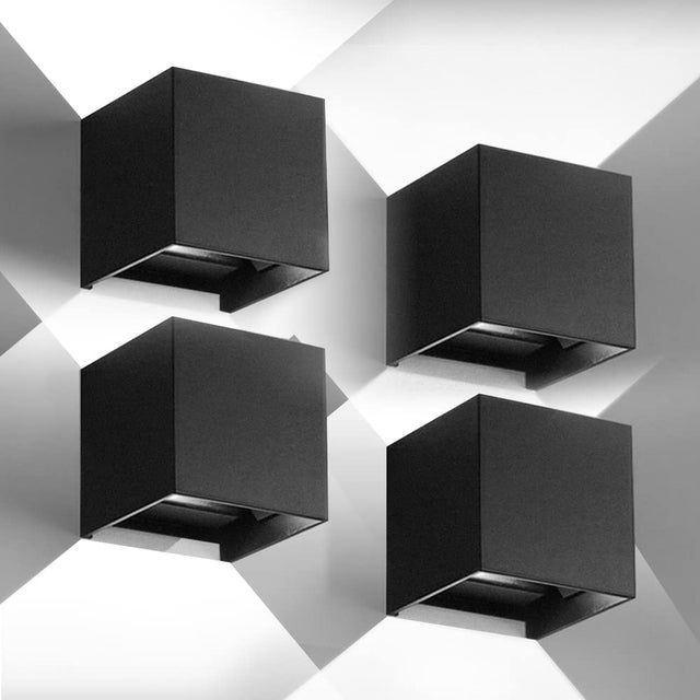 4 sztuki kinkietów wewnętrznych/zewnętrznych z regulowanym kątem świecenia, kinkiety LED 12 W, barwa światła białego 6000 K