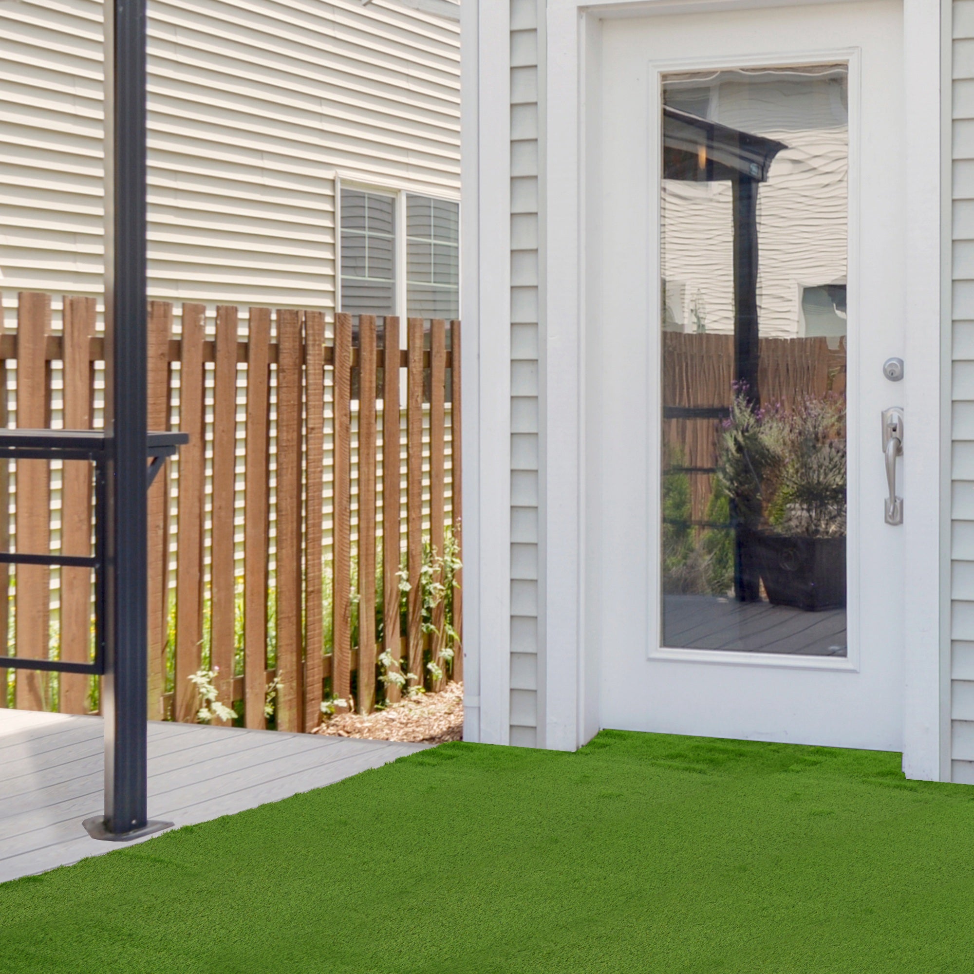 Gazon Synthétique 10 Pièces Hauteur Pelouse 25 Mm Tapis Foncé Anti-uv Vert 30x30cm - 4
