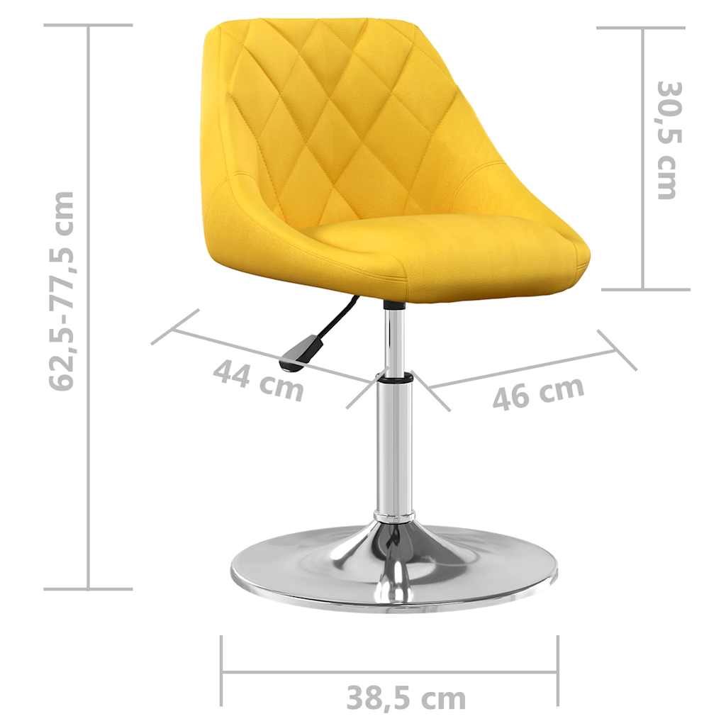 Chaises à manger pivotantes lot de 2 jaune moutarde velours vidaXL - 9