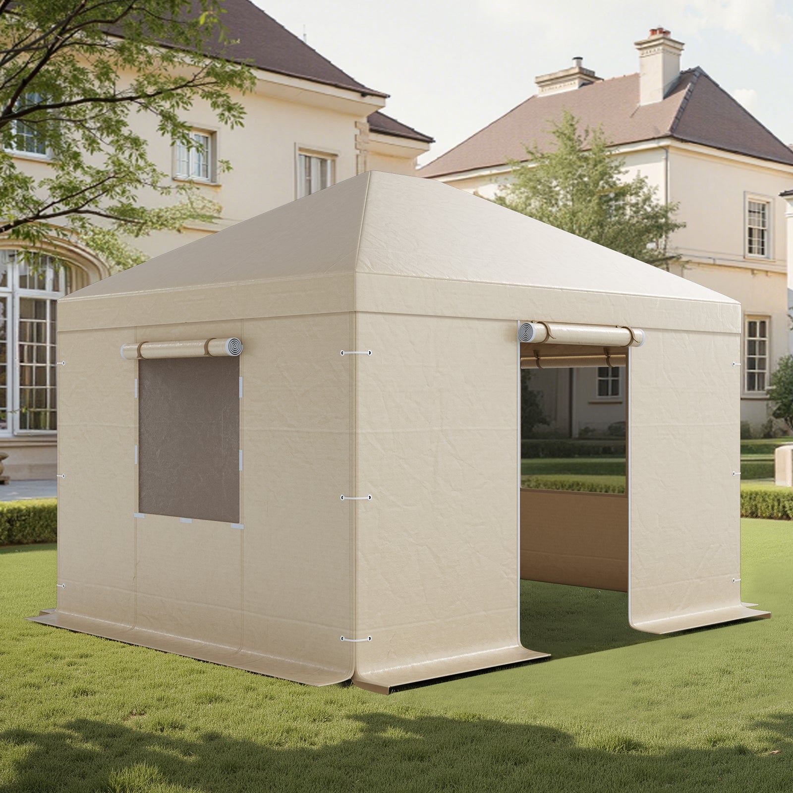 Pokrowiec Zimowy na Altanę VEVOR 3.1 x 3.7 m, Ścianki Boczne, Okna z Siatki, Materiał PE