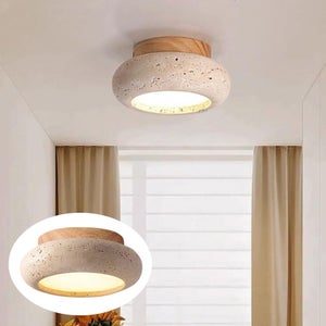 Lampada da soffitto cilindrica in travertino Wabi-Sabi medievale S293