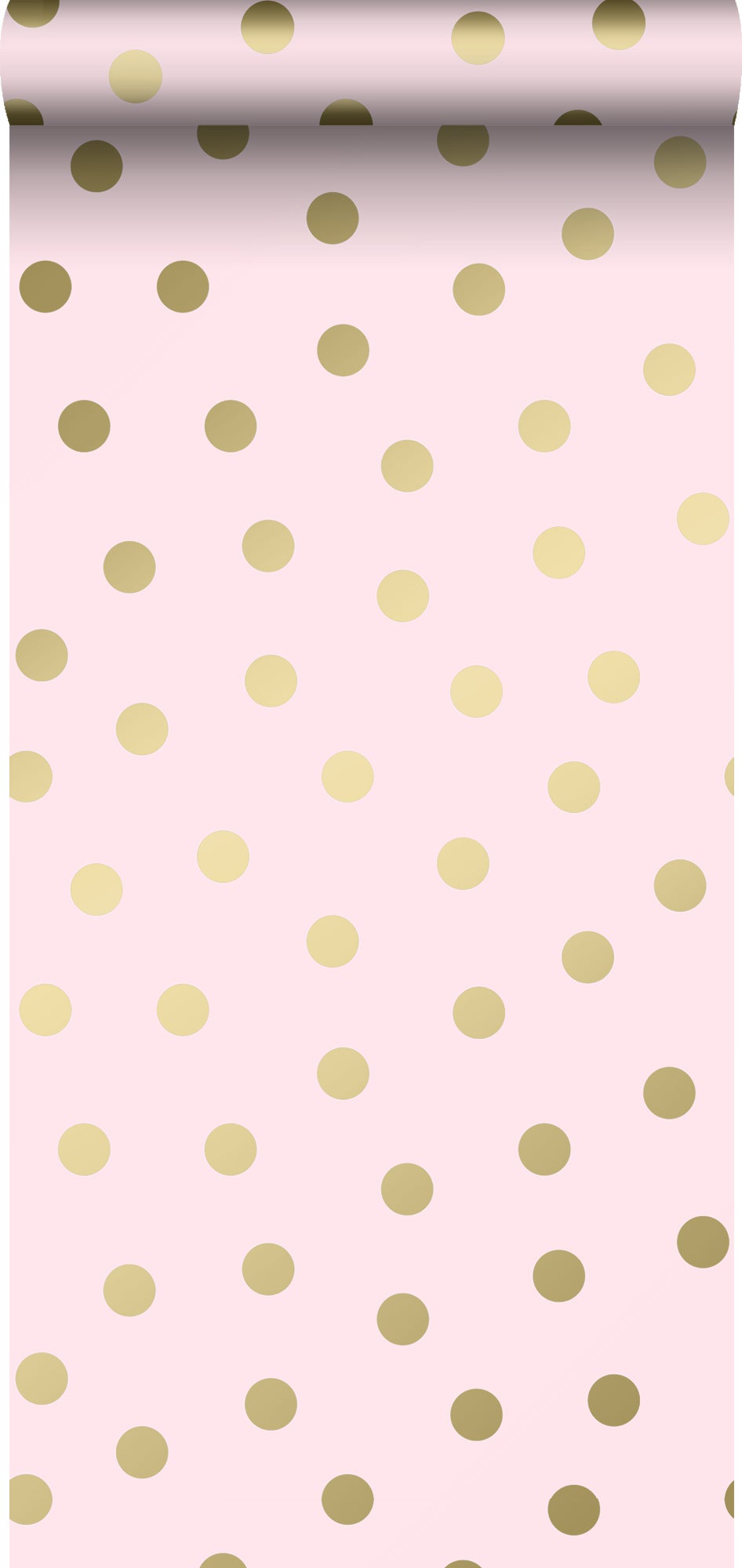 Tapeta kropki różowymIzłotym - 53 cm x 10.05 m - ORIGIN