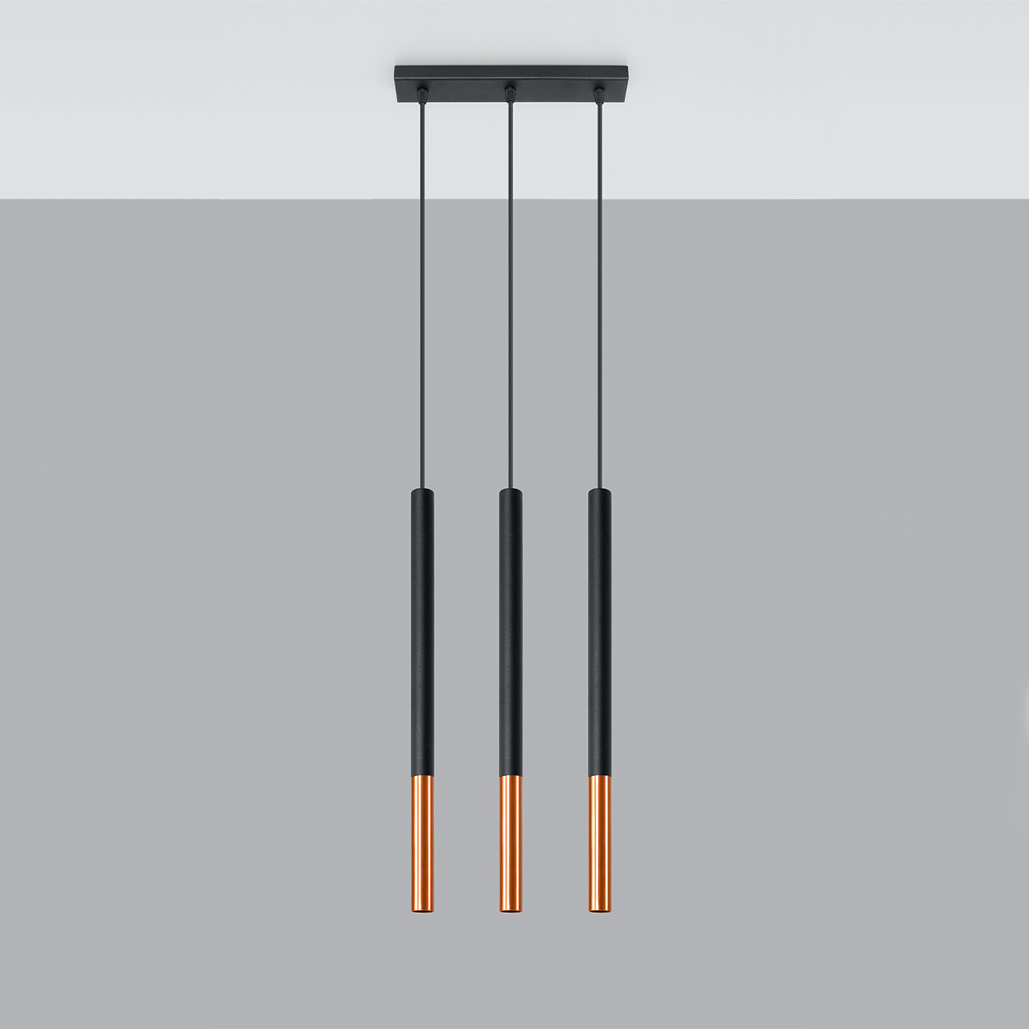 Lampa sufitowa wisząca Mozaica czarno-miedziana 3xG9x12W wym: 100 x 30 x 8 cm metal Sollux Lighting