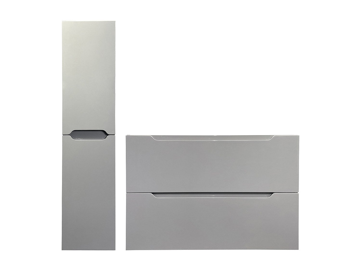 Szafka pod jedną umywalkę wisząca ze słupkiem - Szary - 80 cm - STEFANIE