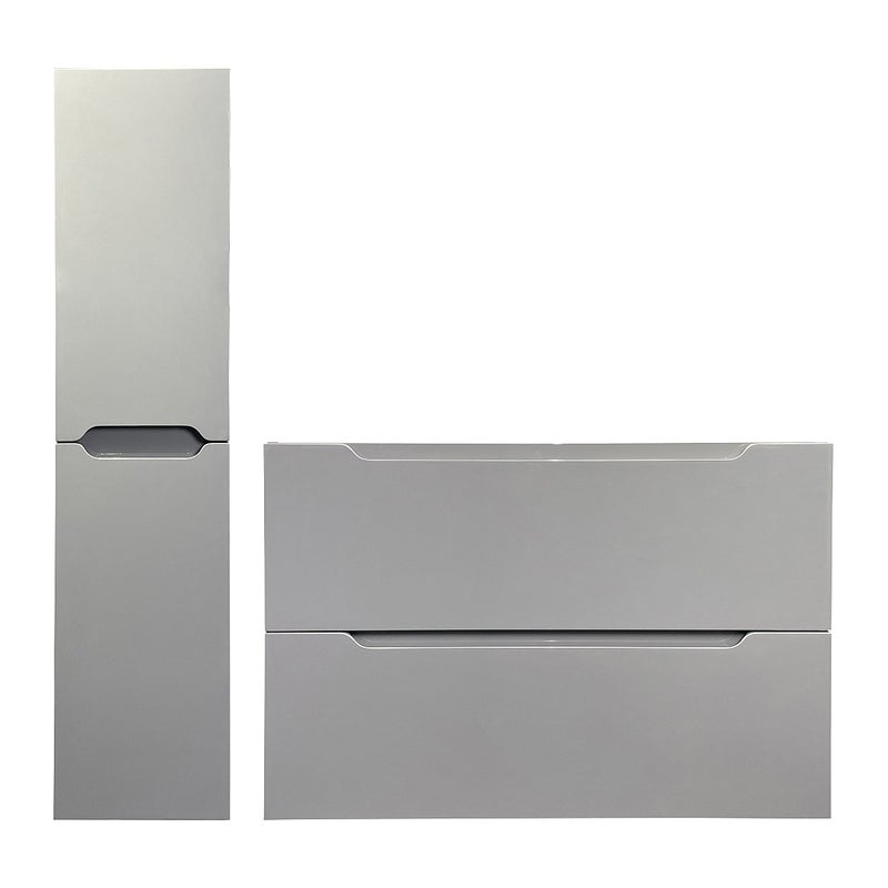 Szafka pod jedną umywalkę wisząca ze słupkiem - Szary - 80 cm - STEFANIE