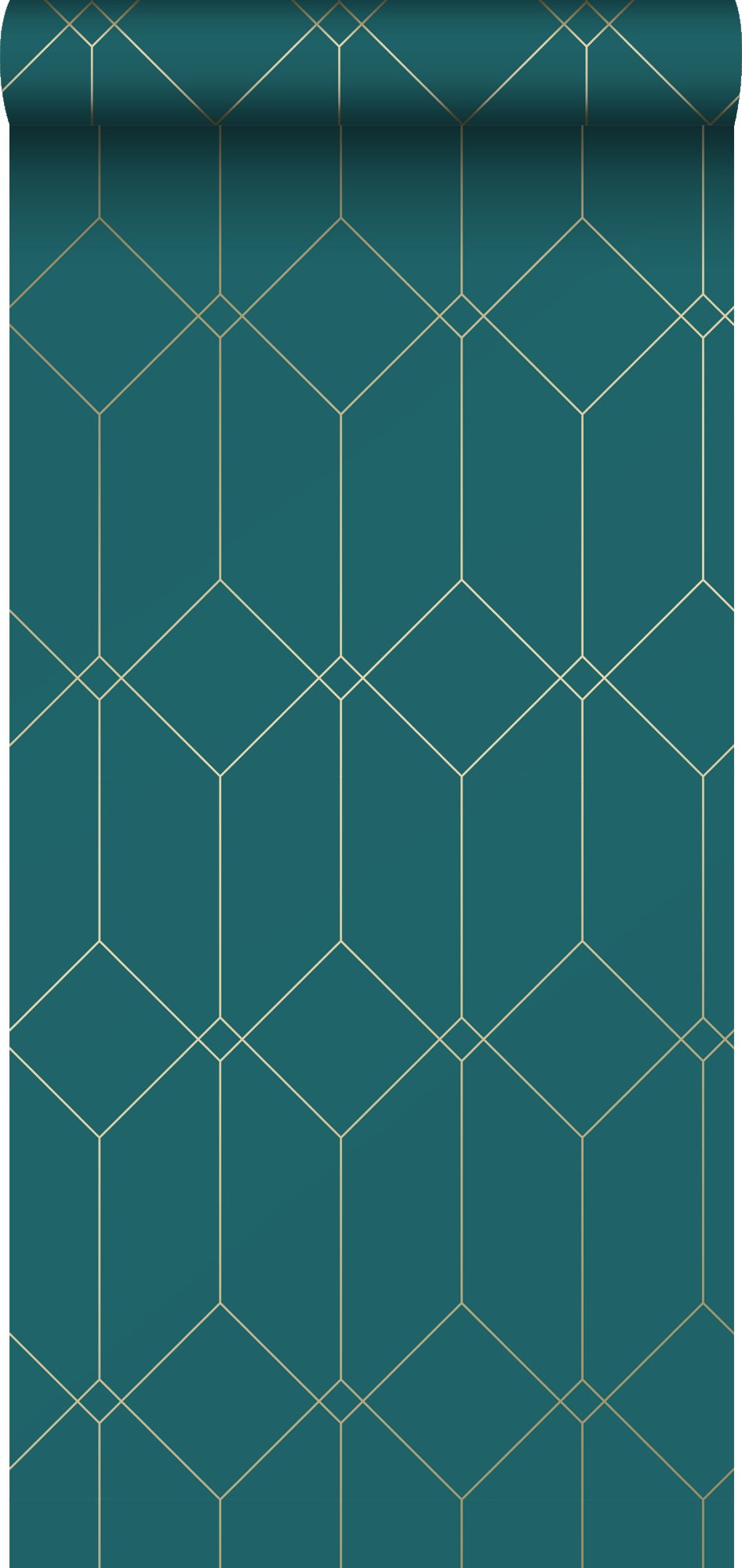 Tapeta motyw art déco złotym,zielonymIniebieskim - 53 cm x 10.05 m - ESTAHOME