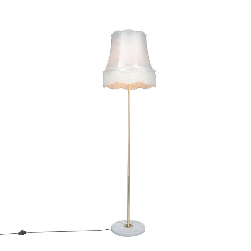 Qazqa retro lampa podłogowa z kloszem - Kaso - kremowy, okrągły, max. 60w, kompatybilny z żarówką LED, e27, 175cm, IP20