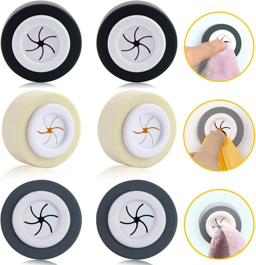 6-częściowy wieszak na ręczniki kuchenne, samoprzylepny uchwyt na ręczniki, wieszaki na ręczniki myjki, uchwyt na ręczniki kuchenne w szafce (czarny/