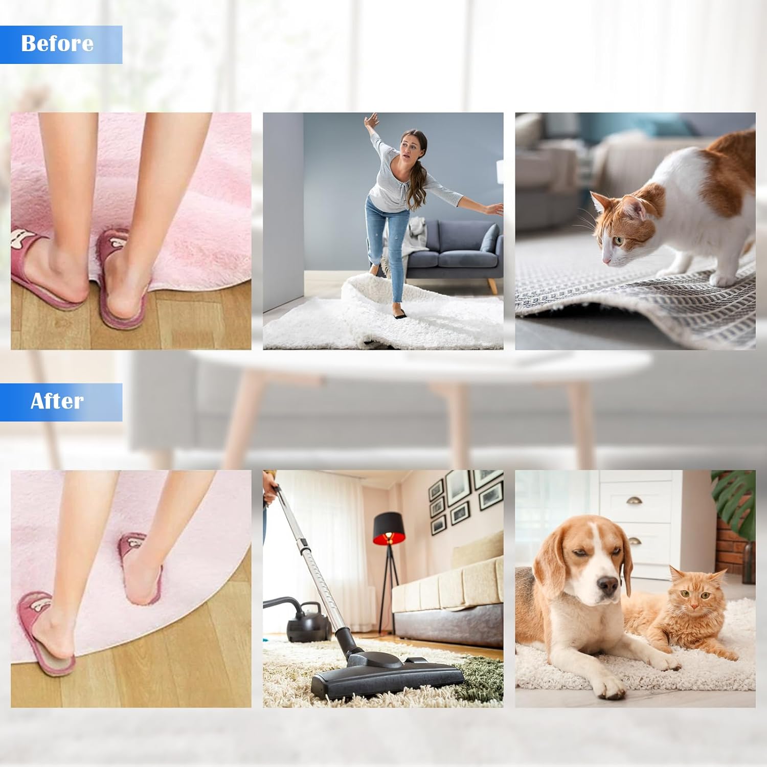 8 clips tapis antidérapants réutilisables – Fixation forte anti-replis, tapis et moquettes - 3