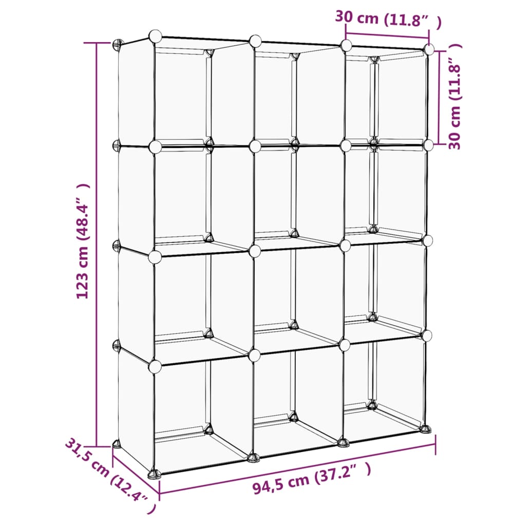 Estante cúbica com 12 compartimentos em PP preto – ComfortXL - 8