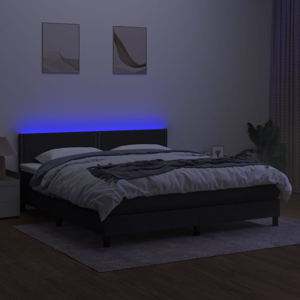 Maison Exclusive - Sommier à lattes de lit avec matelas LED Noir 180x200 cm Tissu - 4
