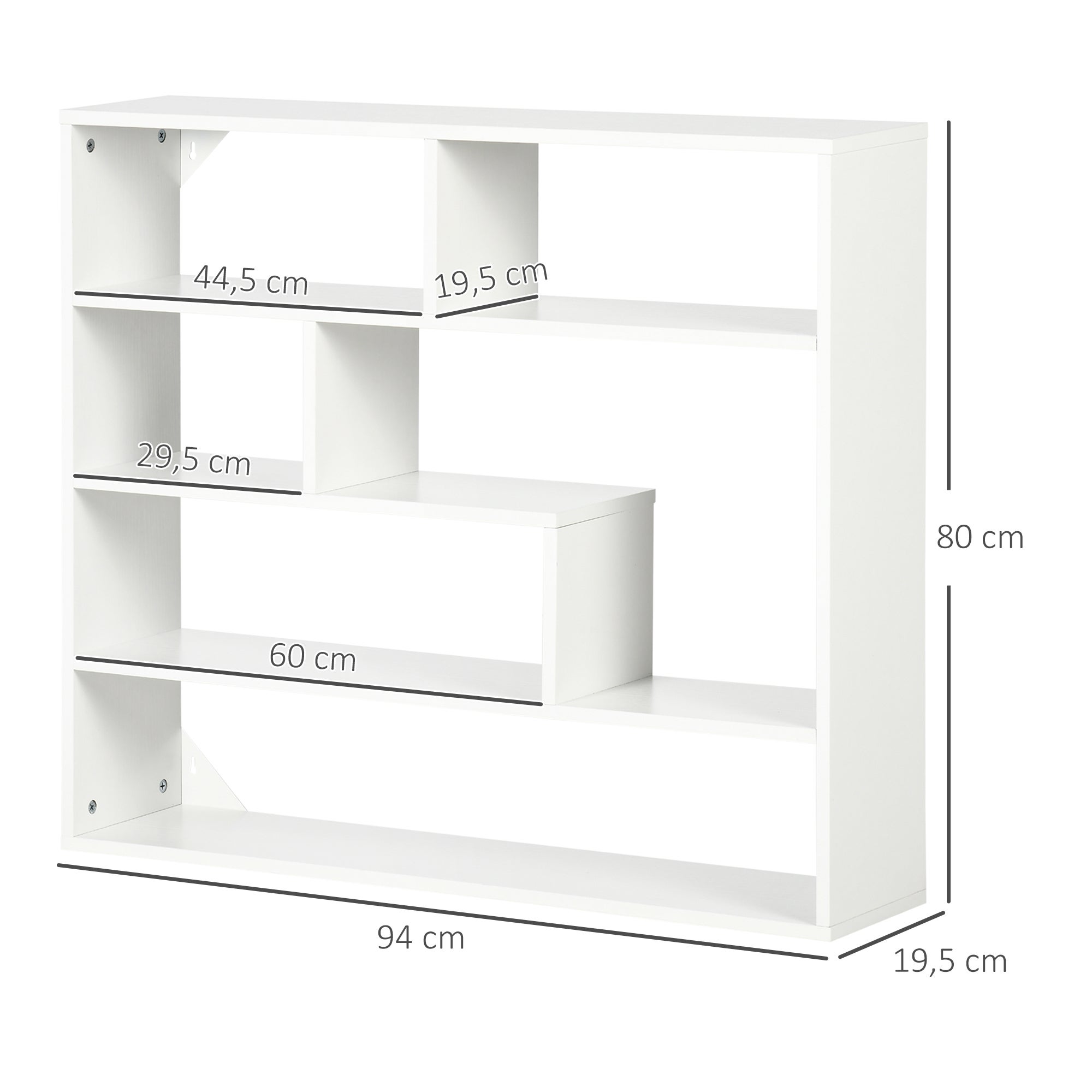 Estante de Parede HOMCOM Branco Melamina de Madeira 94x19.5x80cm - 3