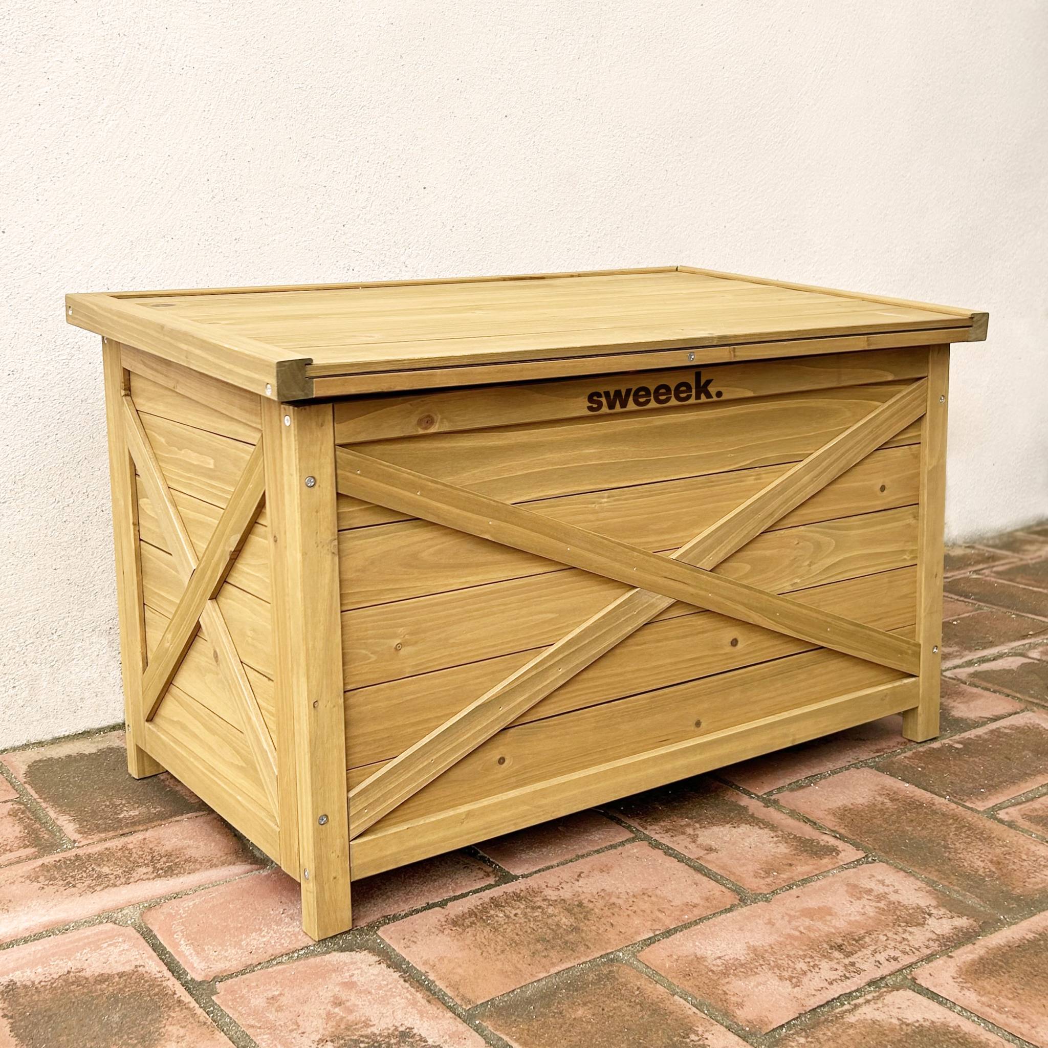 Coffre de rangement en bois 80 cm. naturel. L80 x P48 x H50cm. capacité 100L ALYSSE - 3