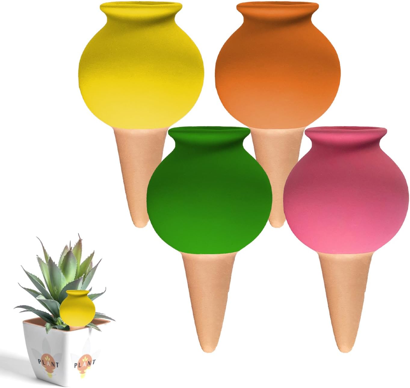 4-częściowy automatyczny system nawadniania kropelkowego z terakoty do roślin, samonawadniający do ogrodu wewnętrznego i zewnętrznego