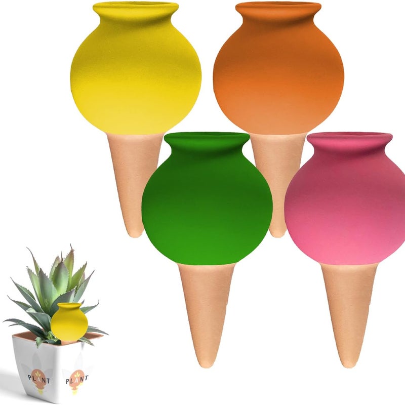 4-częściowy automatyczny system nawadniania kropelkowego z terakoty do roślin, samonawadniający do ogrodu wewnętrznego i zewnętrznego